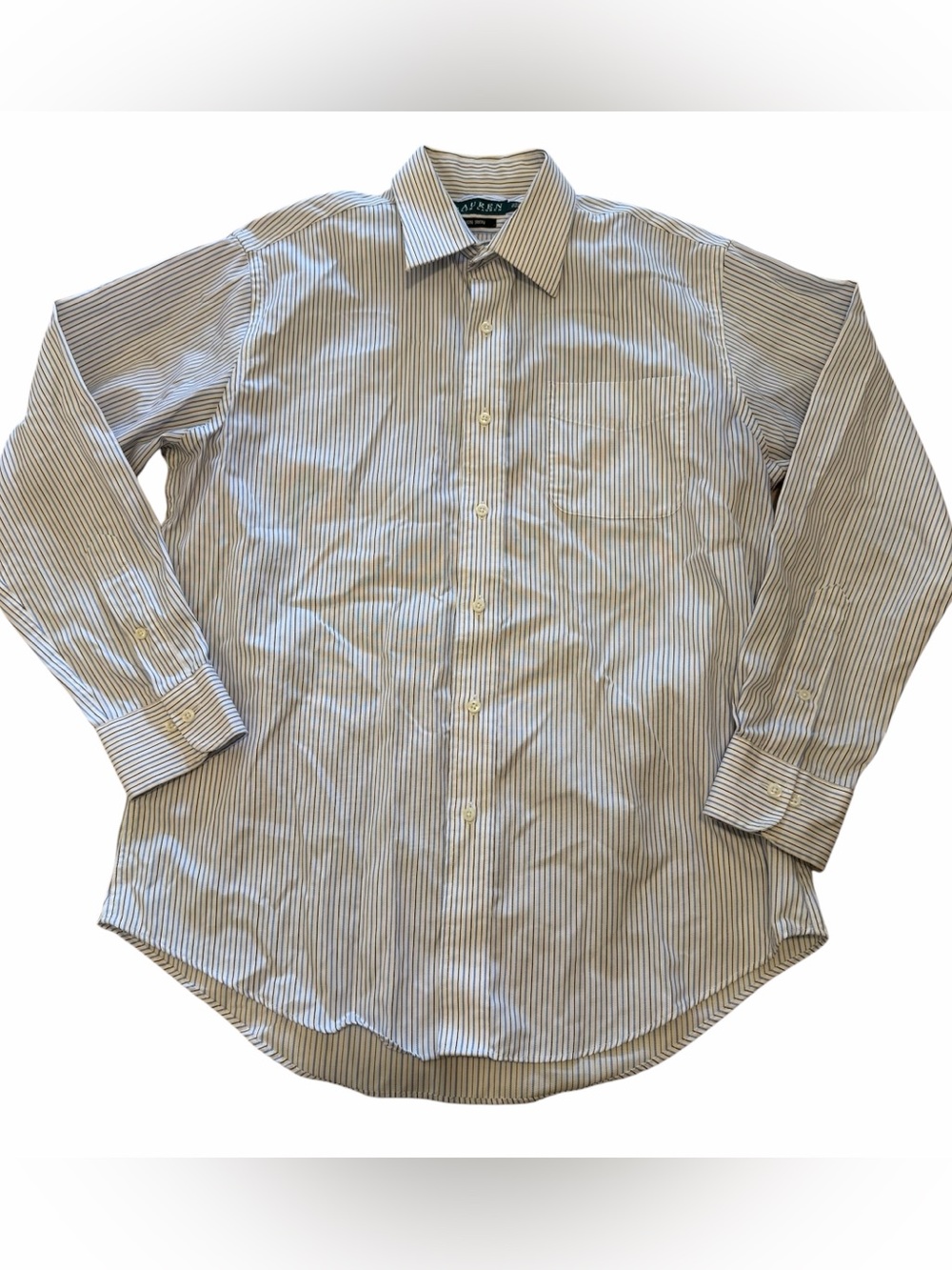 Ralph Lauren Men’s Blue and White Stripe Dress Shirt